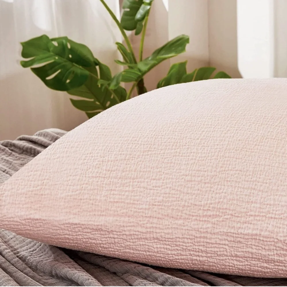 Luxury Home | Chic Peachy Blush Pink Marcielo Textured Euro Pillow Sham Covers